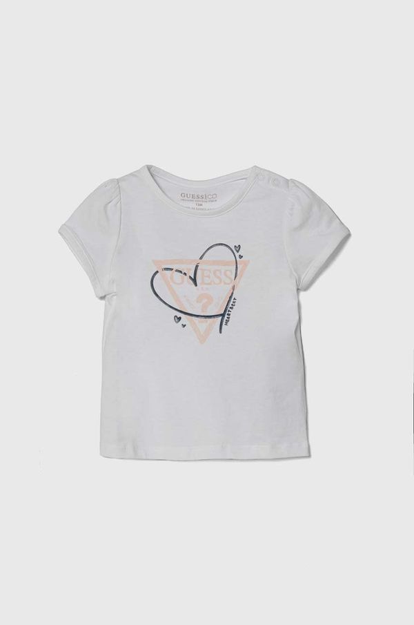 Guess Kratka majica za dojenčka Guess bela barva