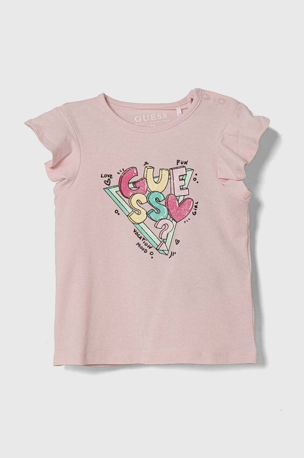 Guess Kratka majica za dojenčka Guess roza barva