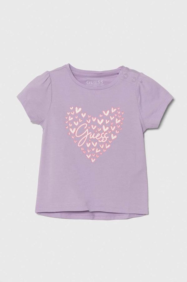 Guess Kratka majica za dojenčka Guess vijolična barva