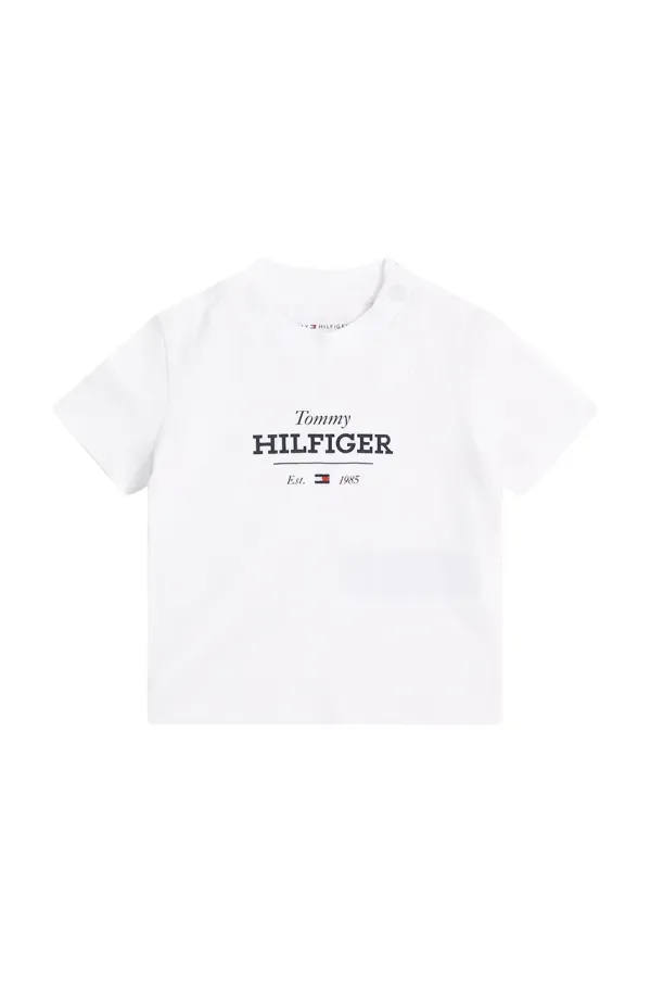 Tommy Hilfiger Kratka majica za dojenčka Tommy Hilfiger bela barva, KN0KN02033