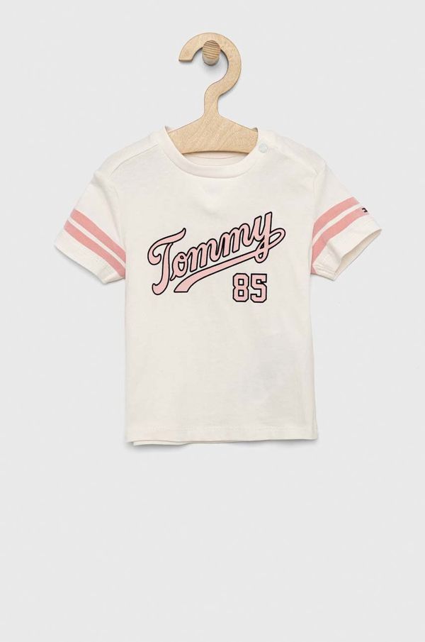 Tommy Hilfiger Kratka majica za dojenčka Tommy Hilfiger bež barva