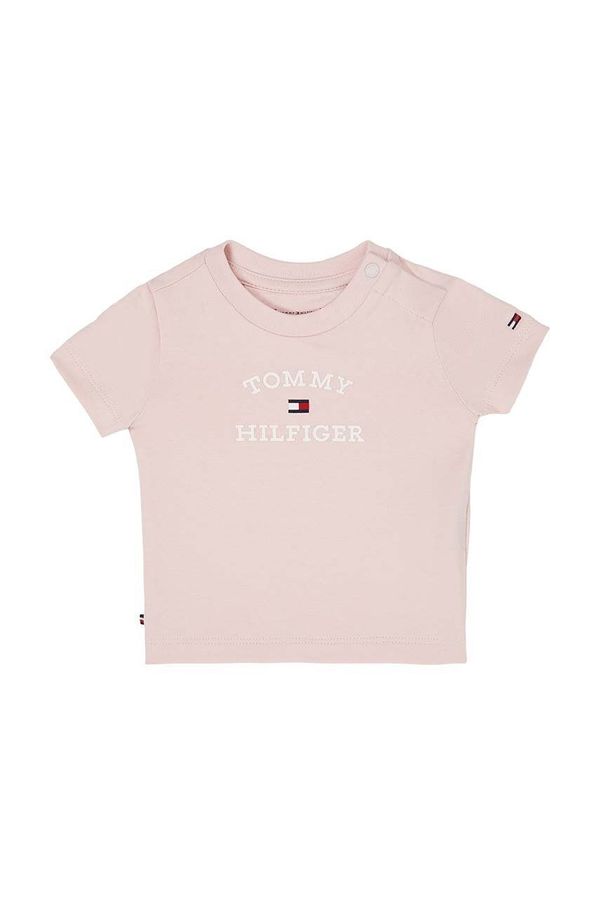 Tommy Hilfiger Kratka majica za dojenčka Tommy Hilfiger roza barva