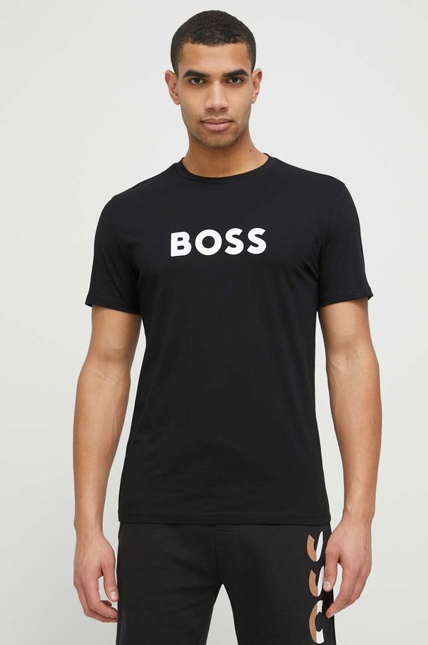 Boss Kratka majica za plažo BOSS črna barva