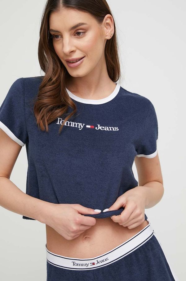 Tommy Jeans Kratka majica za plažo Tommy Jeans mornarsko modra barva