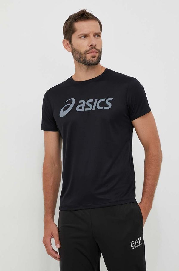 Asics Kratka majica za tek Asics črna barva