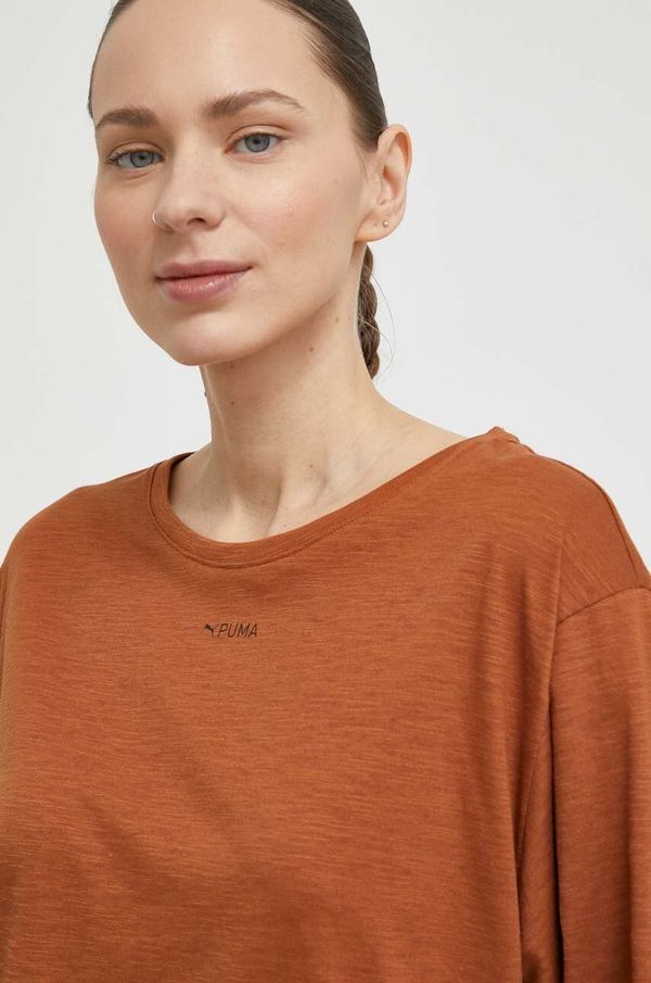 Puma Kratka majica za vadbo Puma rjava barva, 525115