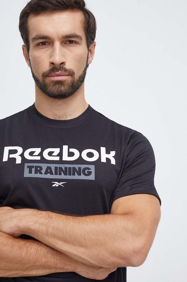 Reebok Kratka majica za vadbo Reebok črna barva