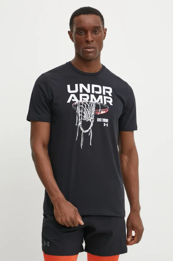 Under Armour Kratka majica za vadbo Under Armour 60/40s Hoops Net črna barva, 1390188