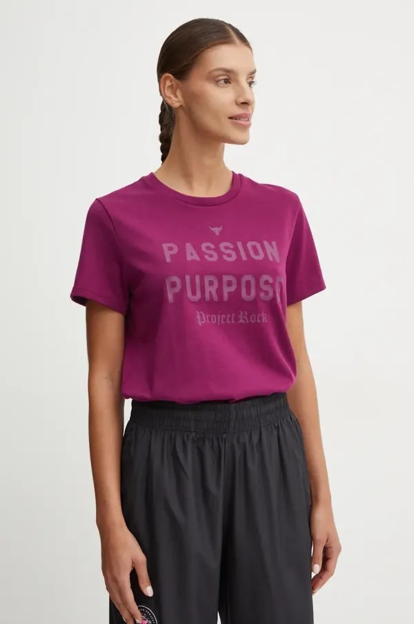 Under Armour Kratka majica za vadbo Under Armour Project Rock vijolična barva, 1387500