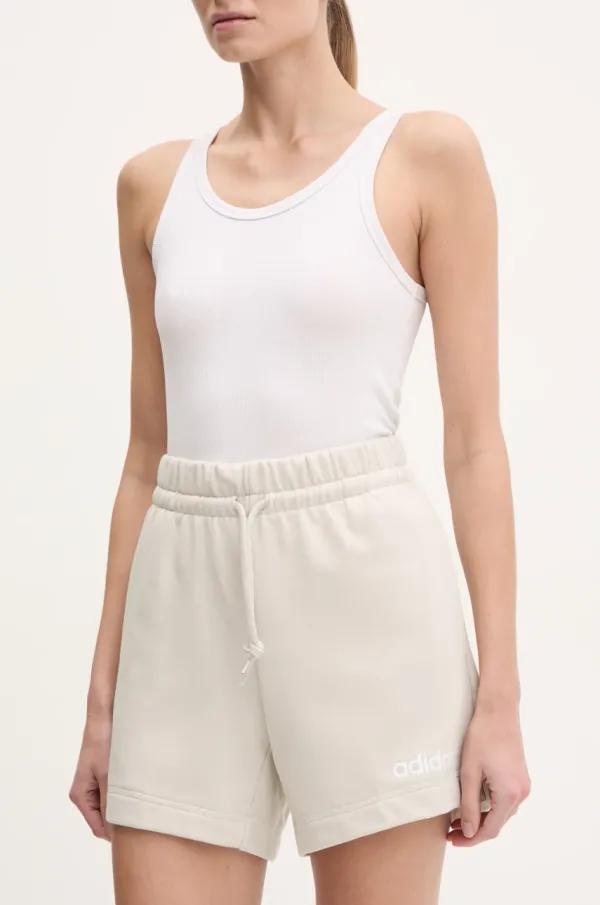 adidas Kratke hlače adidas Essentials Linear ženske, bež barva, JD3170