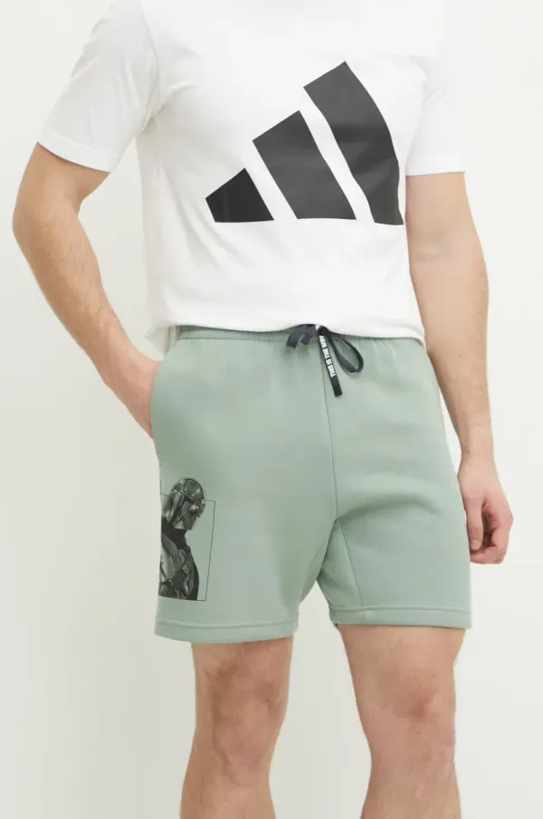 adidas Kratke hlače adidas x Mandalorian moške, zelena barva, JI5722