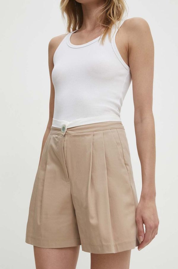 Answear Lab Kratke hlače Answear Lab ženski, bež barva