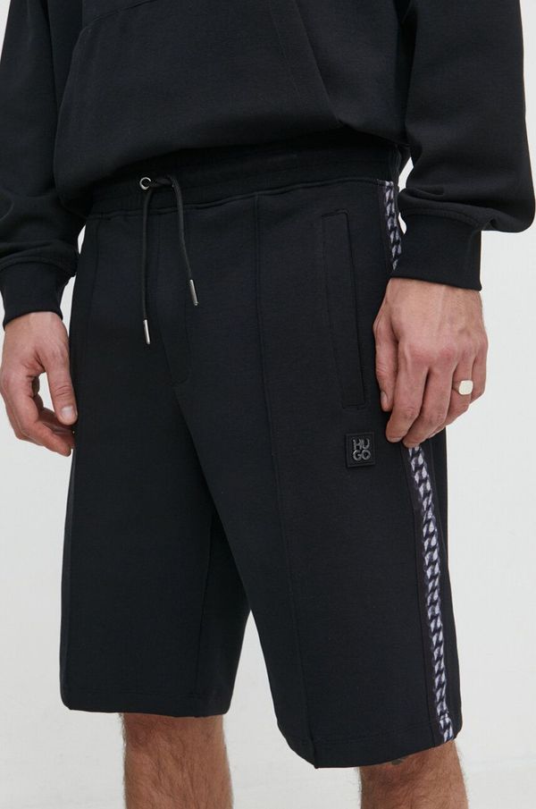 Hugo Kratke hlače HUGO moški, črna barva