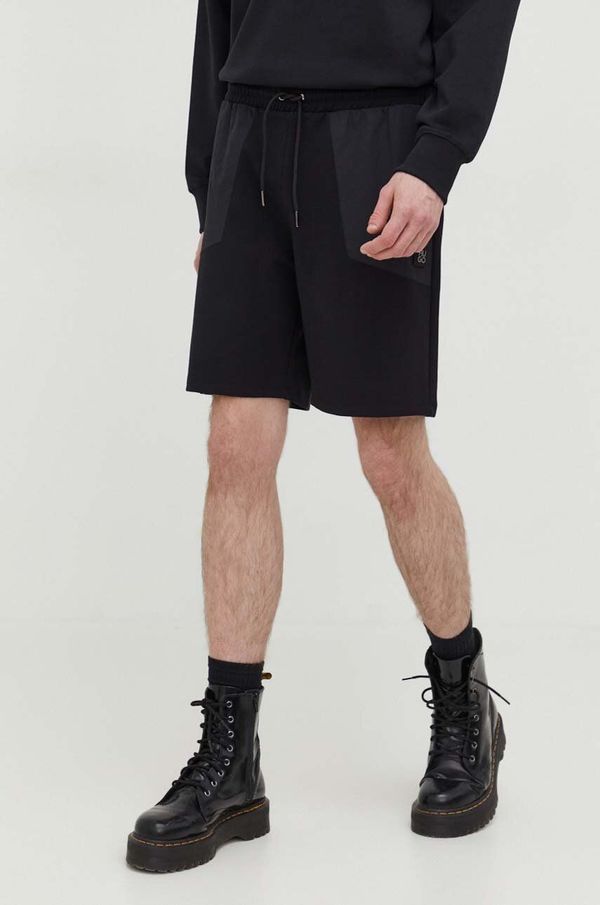 Hugo Kratke hlače HUGO moški, črna barva