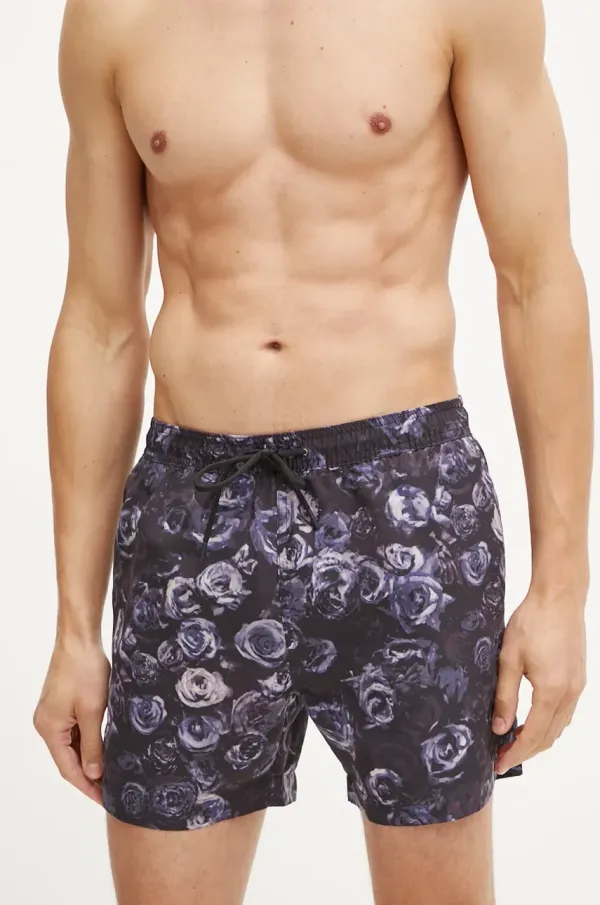 HUGO Kratke hlače iz kašmirja HUGO črna barva, 50524645