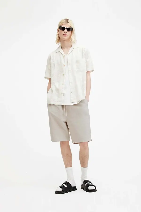 AllSaints Kratke hlače iz mešanice lana AllSaints HANBURY