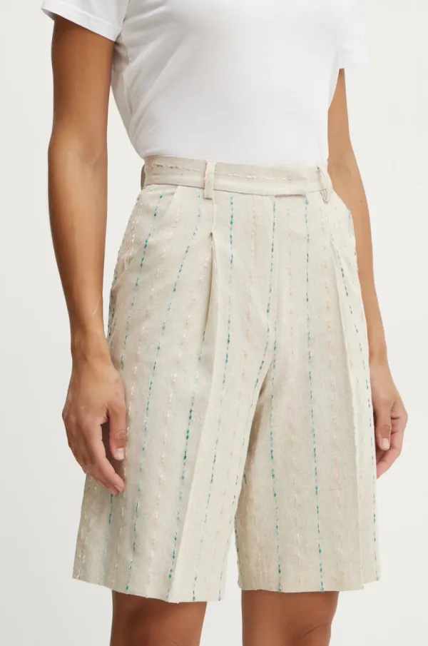 Fracomina Kratke hlače iz mešanice lana Fracomina bež barva, FS25SV6003W788N8