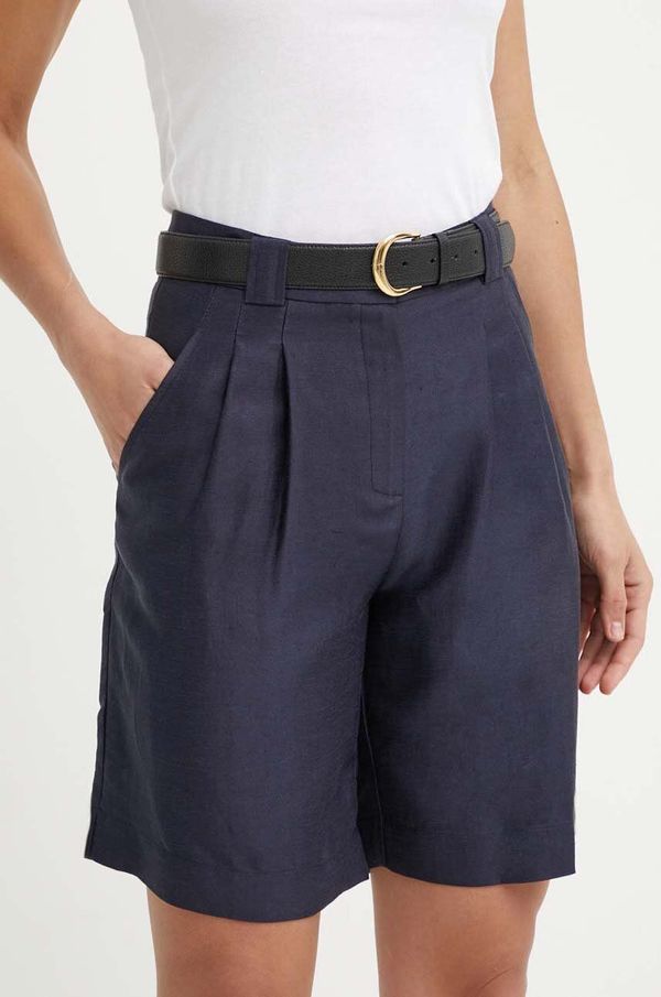 La Petite Française Kratke hlače iz mešanice lana La Petite Française SAVOUREUX mornarsko modra barva