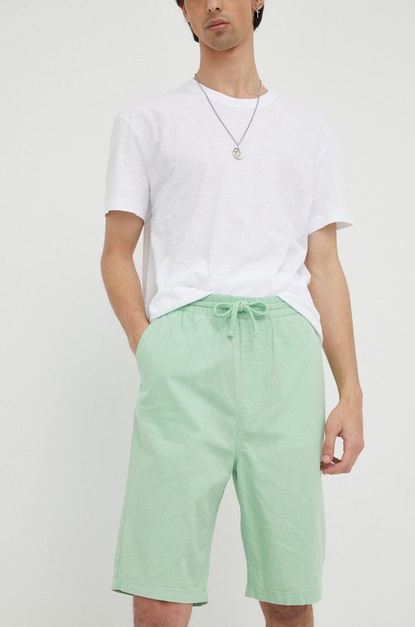 Lee Kratke hlače iz mešanice lana Lee moški, zelena barva