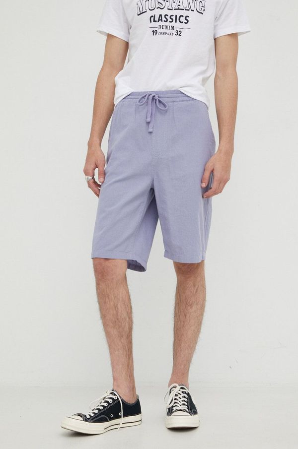 Lee Kratke hlače iz mešanice lana Lee Relaxed Drawstring S Misty Lilac moške, vijolična barva
