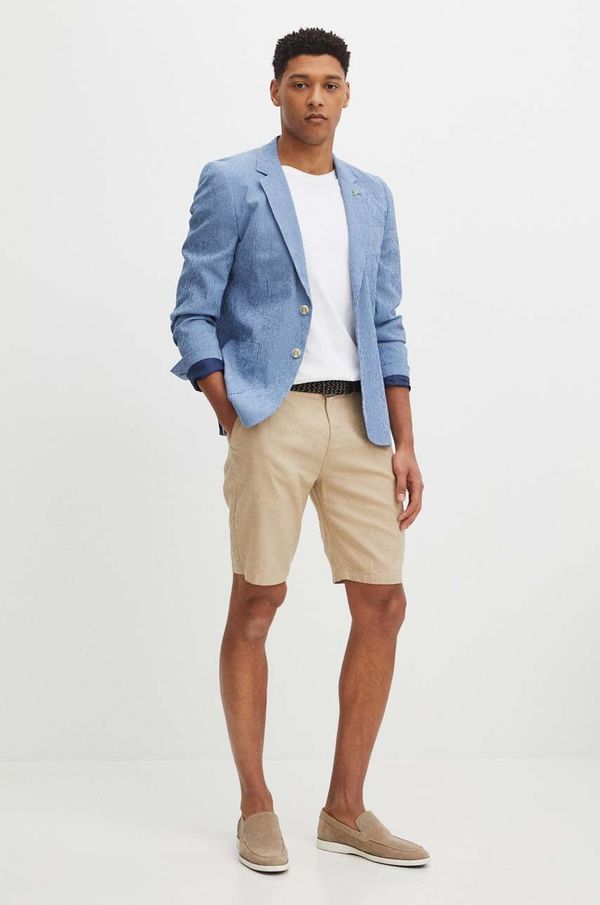 Medicine Kratke hlače iz mešanice lana Medicine moški, bež barva