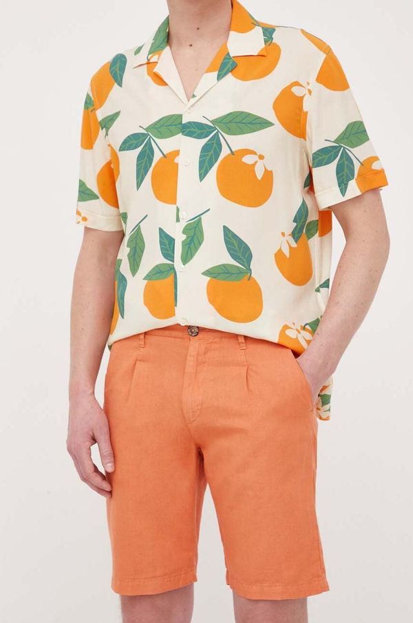 Pepe Jeans Kratke hlače iz mešanice lana Pepe Jeans Arkin oranžna barva
