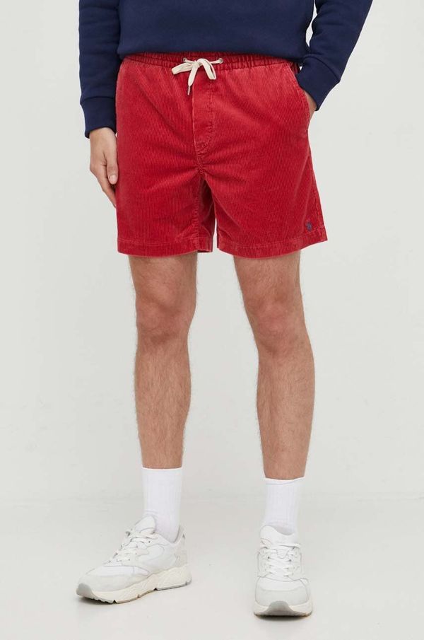 Polo Ralph Lauren Kratke hlače iz rebrastega žameta Polo Ralph Lauren rdeča barva