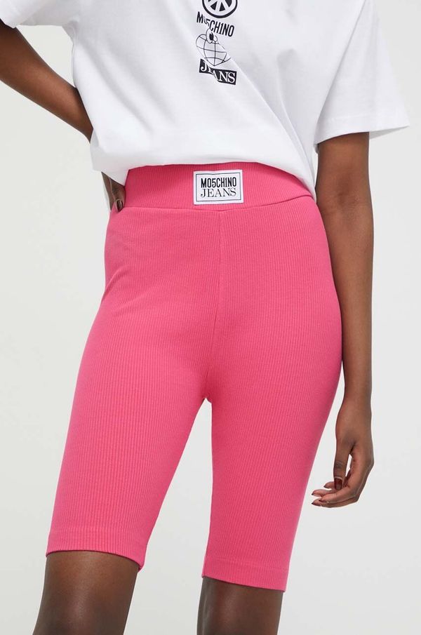 Moschino Jeans Kratke hlače Moschino Jeans ženski, roza barva
