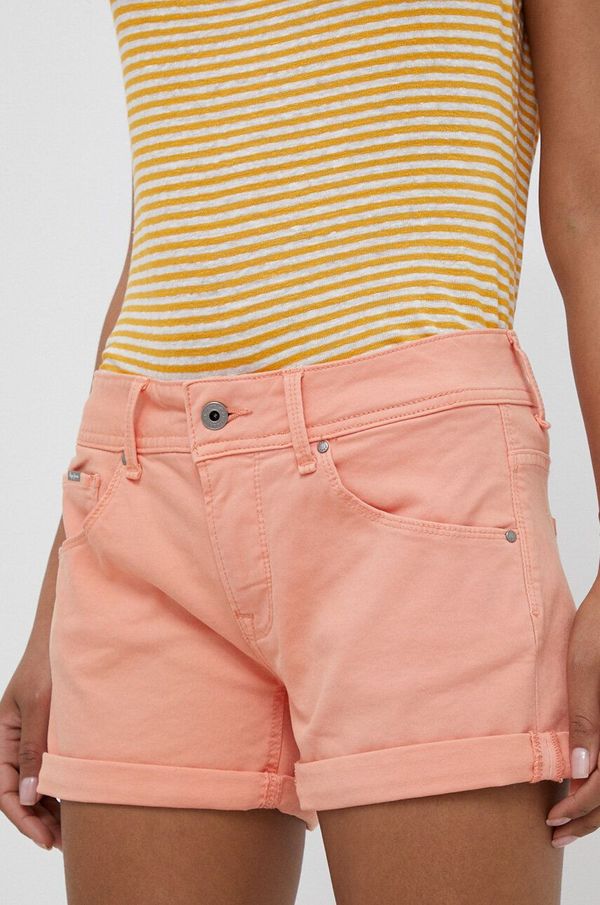 Pepe Jeans Kratke hlače Pepe Jeans Siouxie ženske, oranžna barva