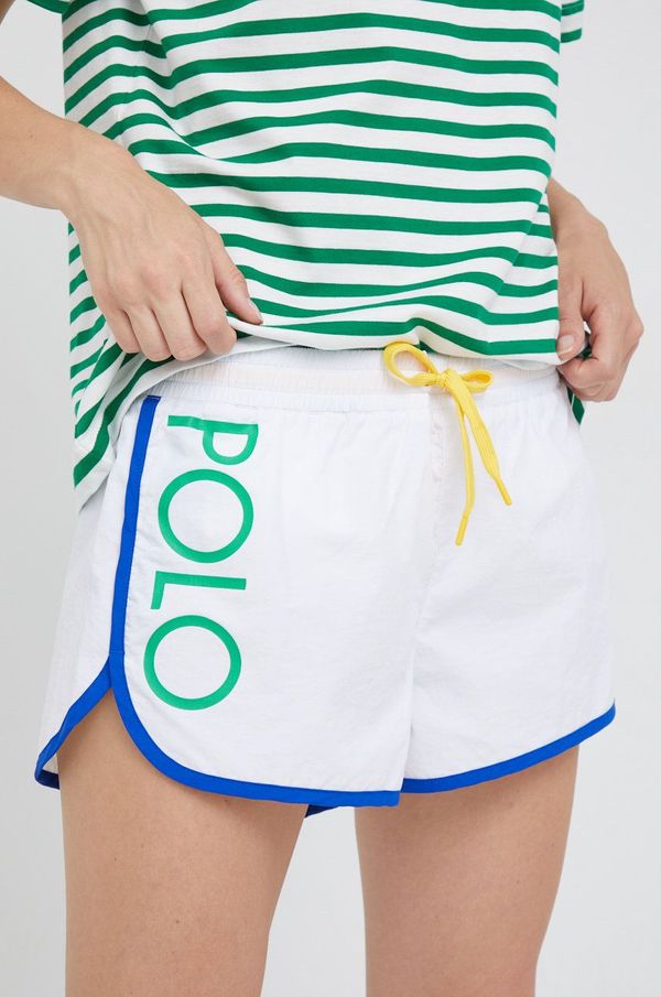 Polo Ralph Lauren Kratke hlače Polo Ralph Lauren ženski, bela barva,