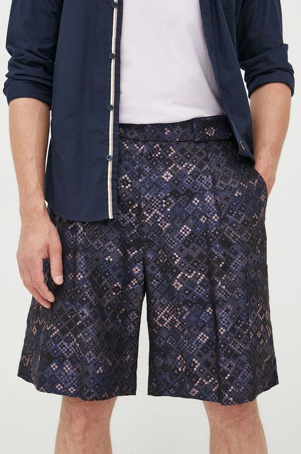 Emporio Armani Kratke hlače s primesjo volne Emporio Armani moški, mornarsko modra barva