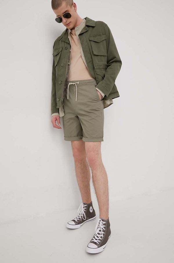 Solid Kratke hlače Solid moške, zelena barva