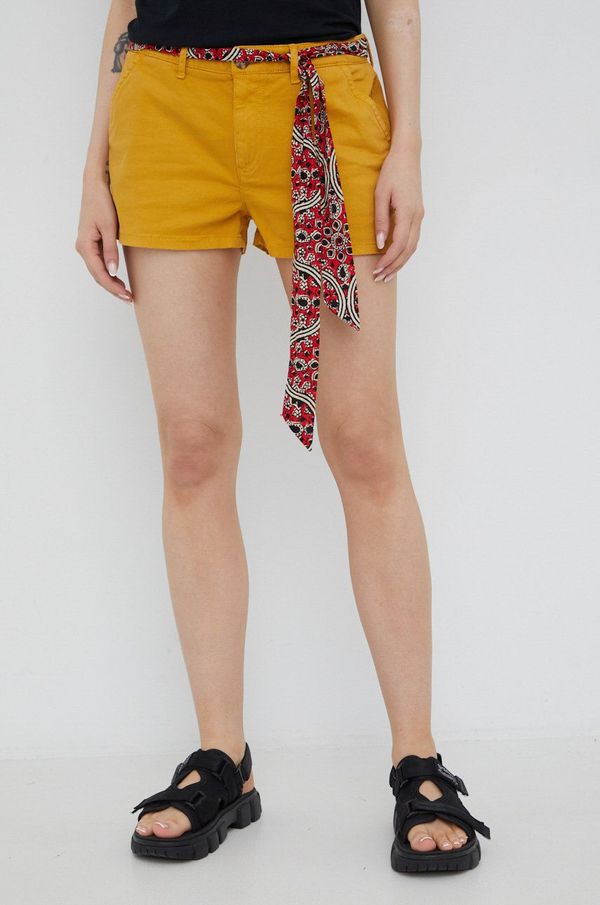 Superdry Kratke hlače Superdry ženske, rumena barva,