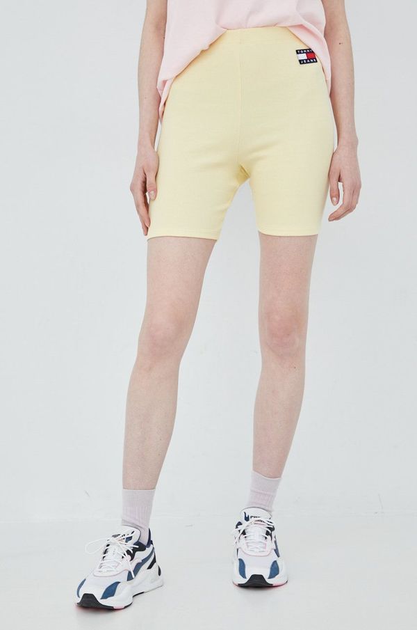 Tommy Jeans Kratke hlače Tommy Jeans ženske, rumena barva
