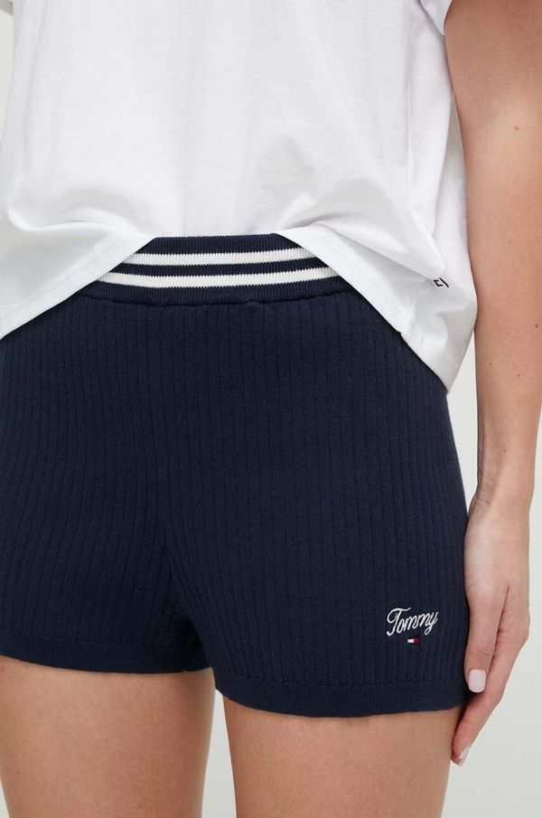 Tommy Jeans Kratke hlače Tommy Jeans ženski, mornarsko modra barva