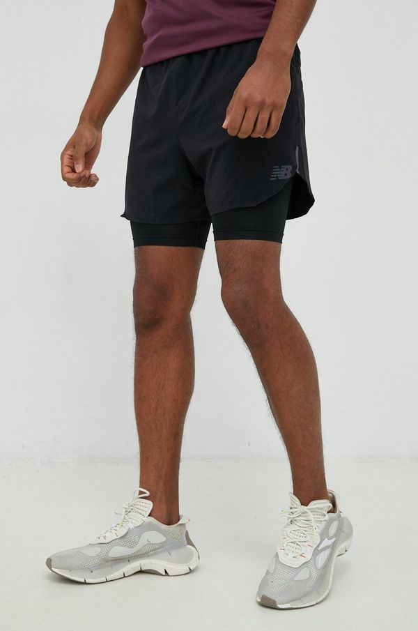 New Balance Kratke hlače za tek New Balance Q Speed moške, črna barva
