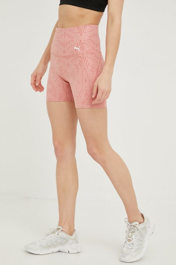 Puma Kratke hlače za vadbo Puma Studio ženske, roza barva
