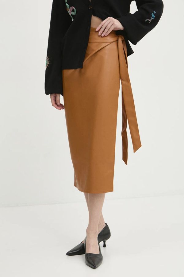 Never Fully Dressed Krilo Never Fully Dressed Vegan Leather Jaspre Skirt rjava barva, NFDSK473