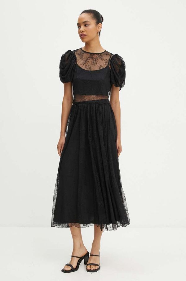 Rotate Krilo Rotate Lace Long Midi Skirt črna barva, 112728100
