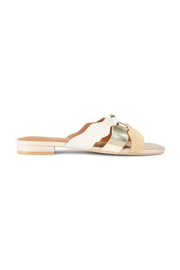Kurt Geiger London Kurt Geiger London natikači z ravnim podplatom ženski usnjeni Sun Wave Flat Sandal