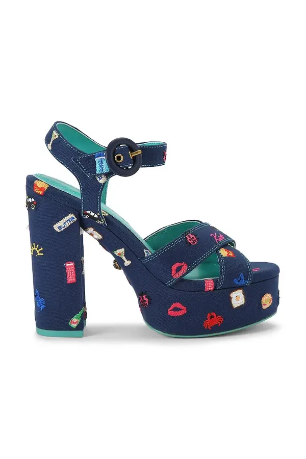 Kurt Geiger London Kurt Geiger London sandali z visoko peto Embroidery Platform Navy Canvas