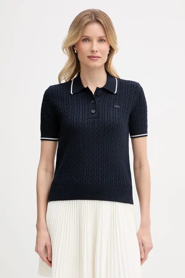 Lacoste Lacoste pletena polo majica ženska z bombažem