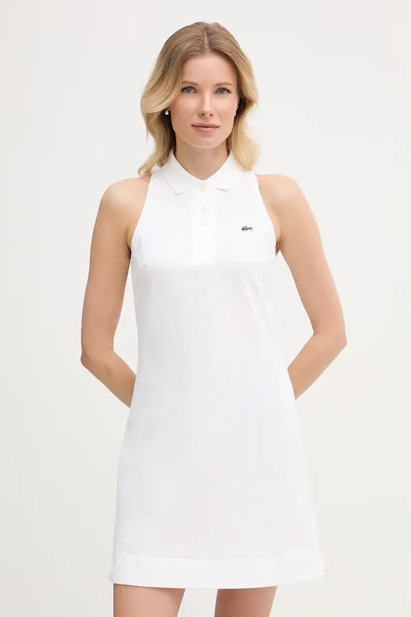 Lacoste Lacoste poletna obleka bombažna z elastanom