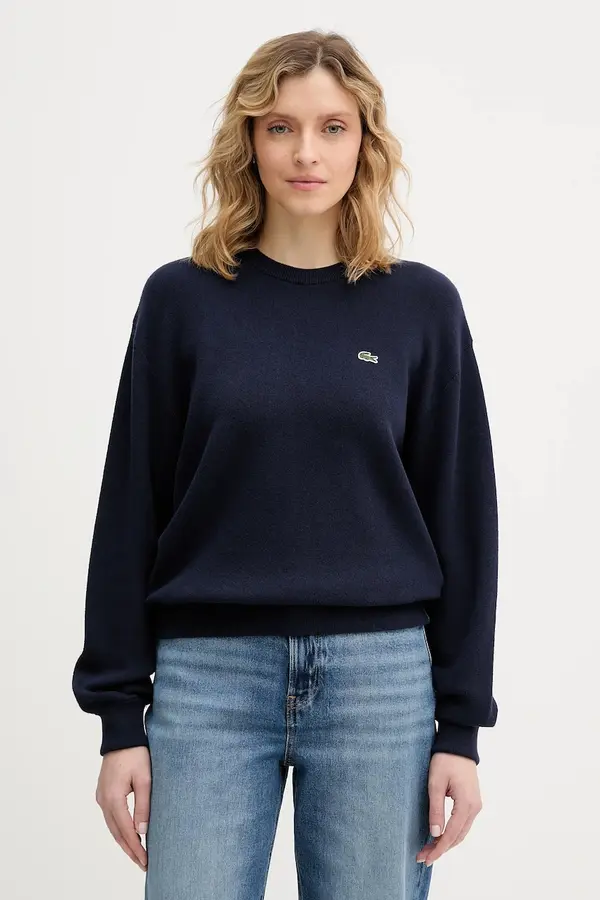 Lacoste Lacoste pulover ženski z dodatkom volne
