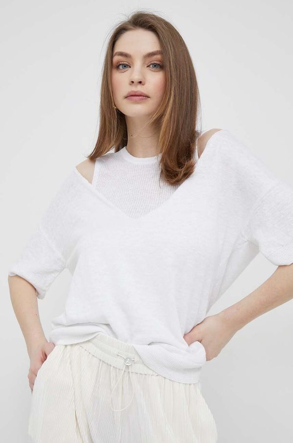 DKNY Lanen pulover Dkny bela barva