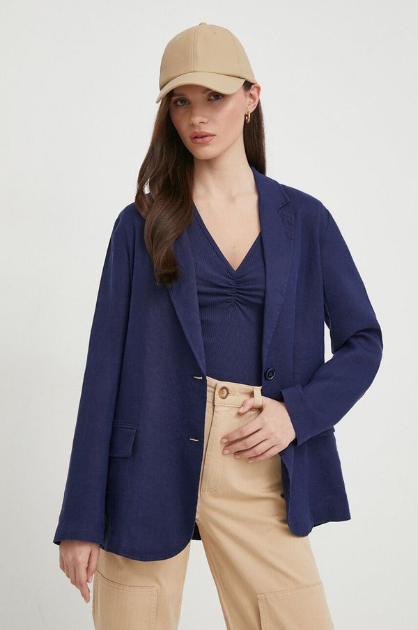 United Colors of Benetton Lanen suknjič United Colors of Benetton mornarsko modra barva