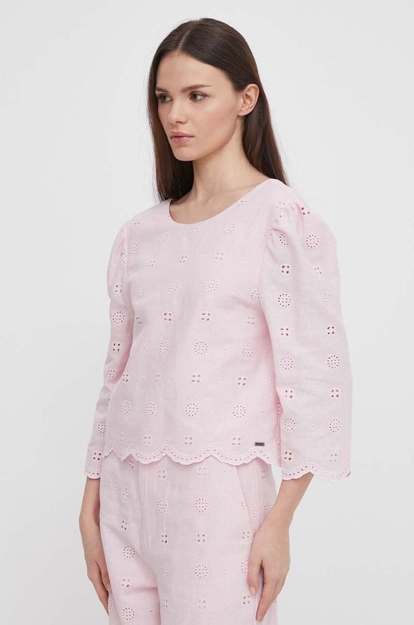 Pepe Jeans Lanena bluza Pepe Jeans roza barva