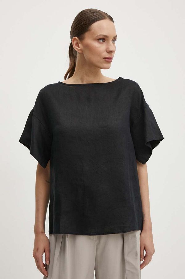 Sisley Lanena bluza Sisley črna barva