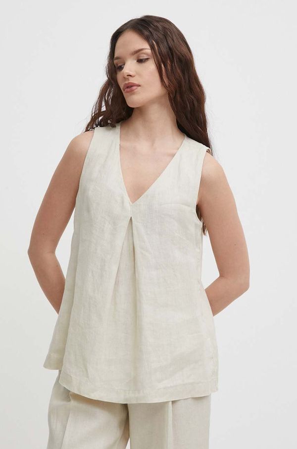 United Colors of Benetton Lanena bluza United Colors of Benetton bež barva