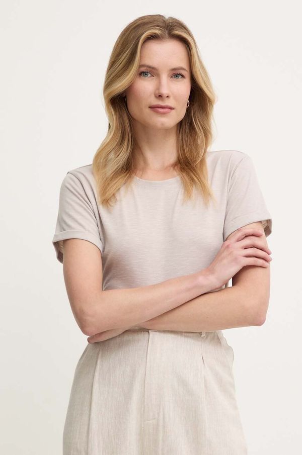 Answear Lab Lanena kratka majica Answear Lab bež barva